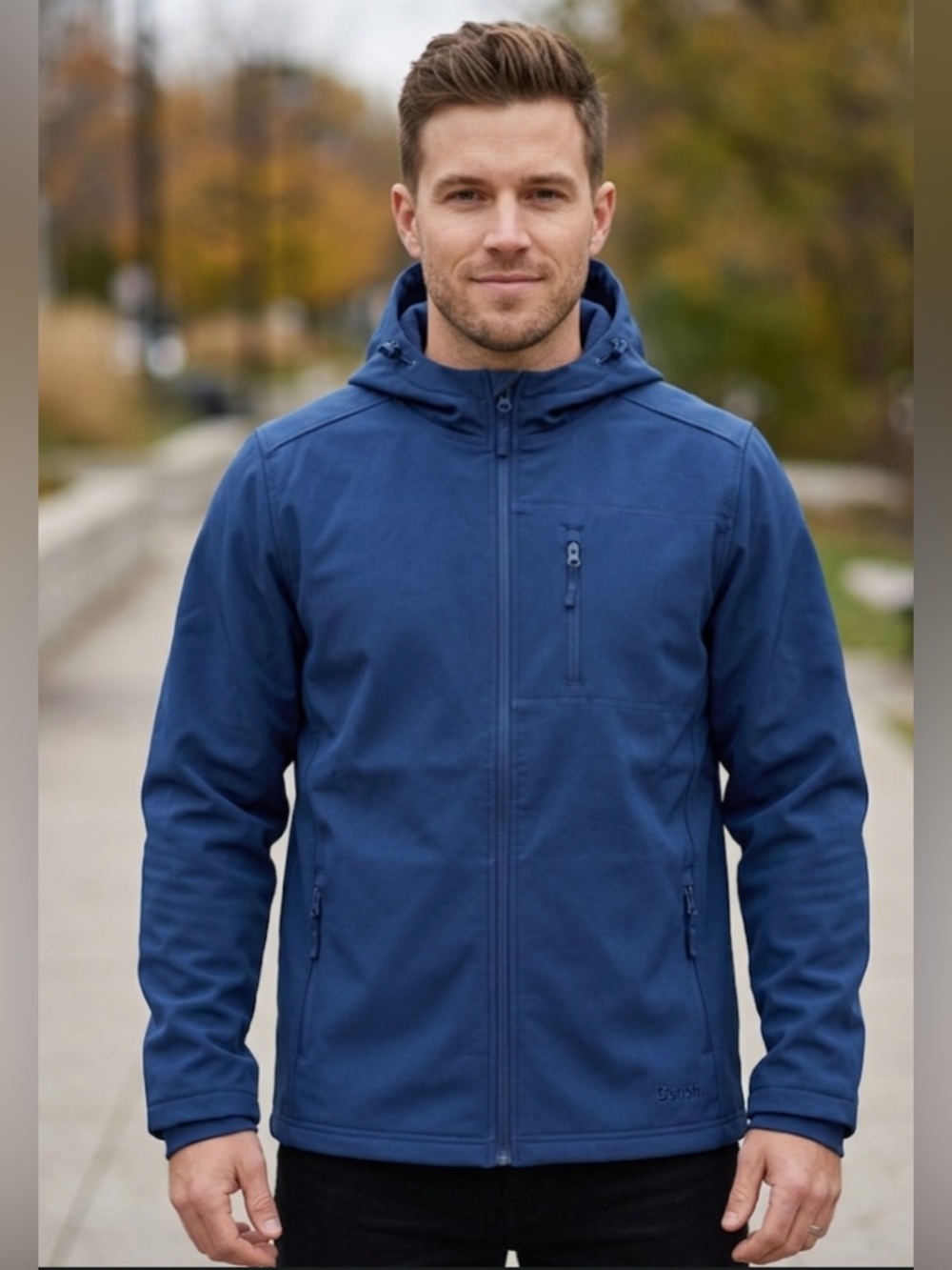 Bench Men's Hooded Lightweight Softshell Jacket - Blue Size Small NWOT